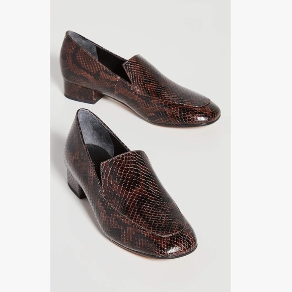 Vince Fauna leather Chocolate Brown Snakeskin Loafers NEW - Picture 4 of 7